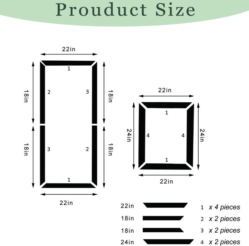 TRAIN2 ART 1 Set Peel and Stick Door Moulding Kit, Self-Adhesive Pre-Assembled Door Panel Trim for Wall Mirror Window Frame Decor (Top 22"x36" Bottom 22" x 24") - Image 2